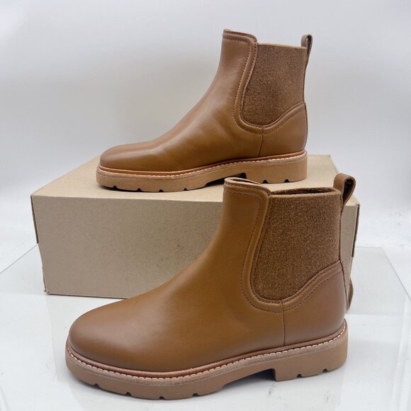 Vince Rue Chelsea Ankle Boots Booties Brown Leather Waterproof Platform US 6 - Picture 1 of 12
